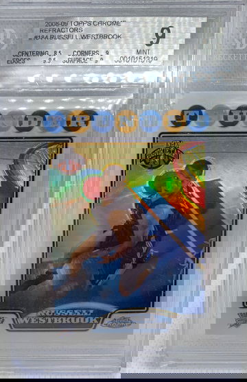 2008 Topps Chrome Refractor Russell Westbrook RC BGS 9 (9.5,9,9,8.5) - crack bottom left corner case - card is MINT