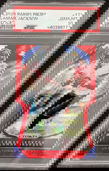 2019 panini Prizm lamar Jackson red cracked ice psa 10 gem mint