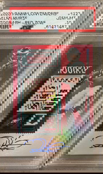 2020 Panini Contenders Jalen Hurts Red Zone Auto PSA 10 FOTL POP 3