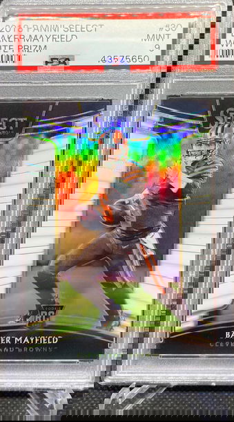 2018 SELECT WHITE PRIZM BAKER MAYFIELD ROOKIE RC /75 PSA 9 MINT “ PERFECTLY CENTERED “ 