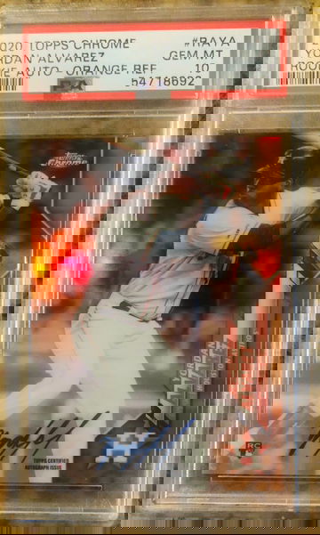 2020 Topps Chrome Yordan Alvarez RC Orange Refractor Auto /25 PSA 10 Pop only 2!! Rookie On Card Autograph