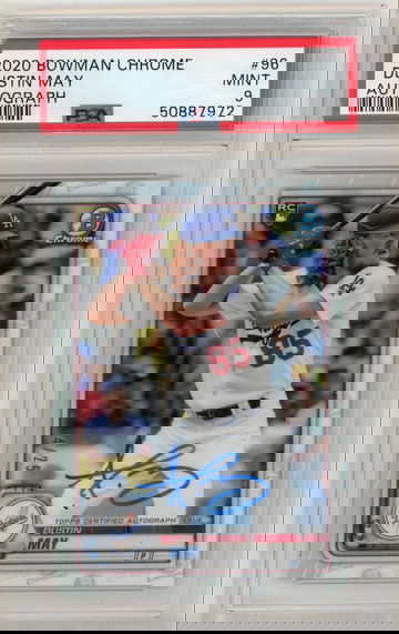 2020 Bowman Chrome Rookie Auto Photo Variation Dustin May 4/25 PSA 9