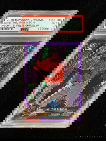 2018 Bowman Prospects Chrome Purple Shimmer Kristian Robinson PSA 9 Mint 