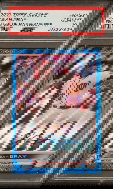 2022 Topps Chrome Blue RayWave Josiah Gray #RAJG RC Auto /150 PSA 10