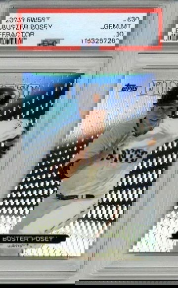 2013 TOPPS FINEST REFRACTOR #30 BUSTER POSEY CARD GIANTS PSA 10 LOW POP RARE