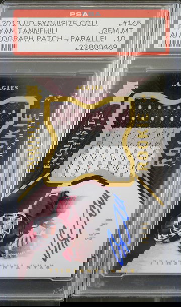 PSA 10 - 2012 EXQUISITE RYAN TANNEHILL RC #145 (35/40) GOLD AUTO 10