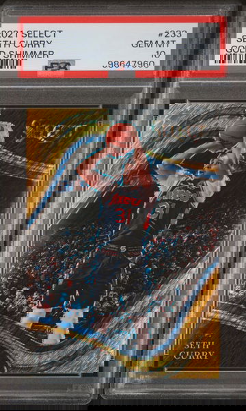 2021 Panini Select Gold Shimmer Prizm Seth Curry #233 Courtside /10 PSA 10