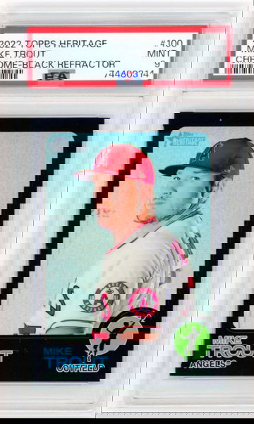 2022 Topps Heritage Chrome #100 Mike Trout Black Refractor PSA 9 MINT!