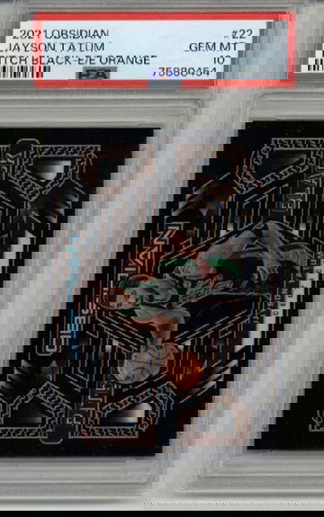 2021 PANINI OBSIDIAN PITCH BLACK E/E ORANGE #22 JAYSON TATUM /35 PSA 10