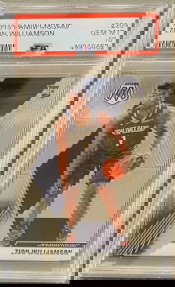 2019-20 Panini Mosaic Basketball NBA #209 Zion Williamson Base Rookie RC PSA 10