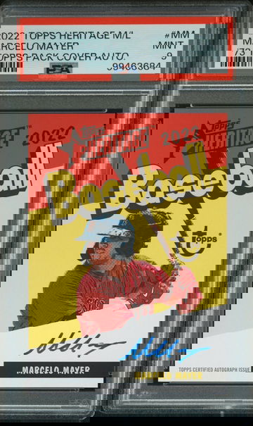 2022 Topps Heritage Minor League MARCELO MAYER '73 Pack Cover AUTO /50 PSA 9 Mint