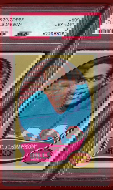 1970 TOPPS O.J. SIMPSON ( BILLS ) PSA 6 ROOKIE CARD RC #90!