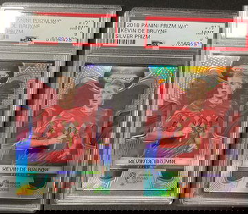 2018 Panini Prizm World Cup Silver Prizm Kevin De Bruyne #17 PSA 9 (LOT OF 2) Belgium Manchester City
