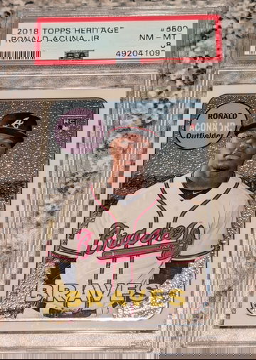 2018 Topps Heritage Chrome Ronald Acuna Jr. /999 #THC-580 RC Rookie PSA 8 Braves