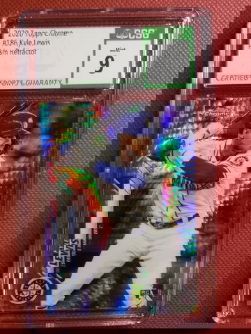 #186 Kyle Lewis 2020 Topps Chrome Prism Refractor CGS 9  Mint