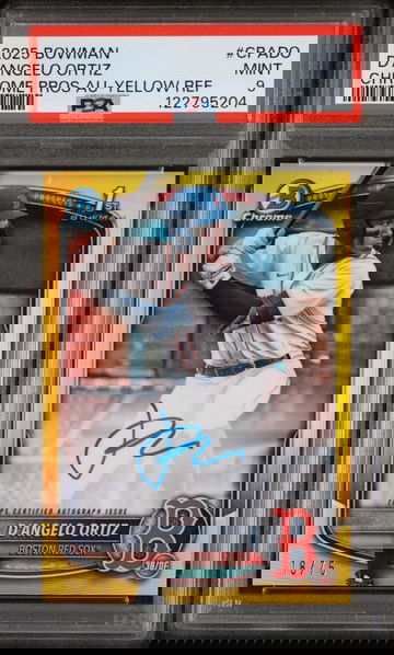 2025 Bowman Chrome Yellow Refractor D'Angelo Ortiz #CPA-DO Auto /75 PSA 9