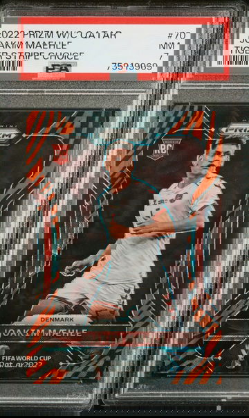 2022 PANINI JOAKIM MAEHLE PRIZM WORLD CUP QATAR TIGER STRIPE CHOICE #70 PSA 7