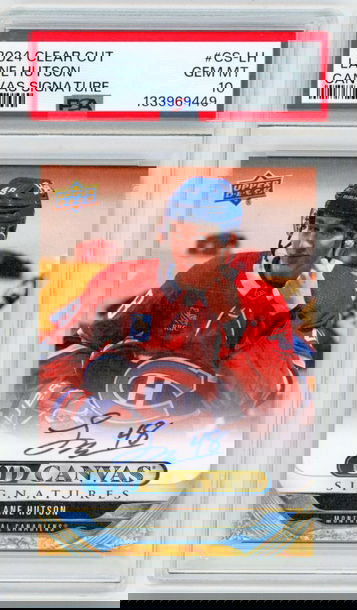 Lane Hutson 2024-25 Upper Deck Clear Cut Canvas RC Autograph PSA 10 Gem Mint POP 2