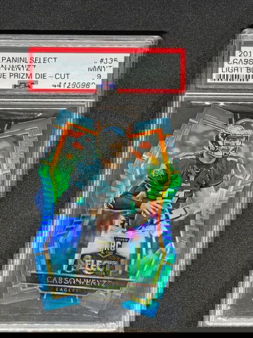 Carson Wentz Select Light Blue Select Die Cut PSA9