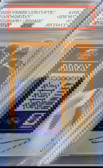 2020 Tyler Huntley Contenders Optic Orange Auto SP /50 PSA 10 Rookie