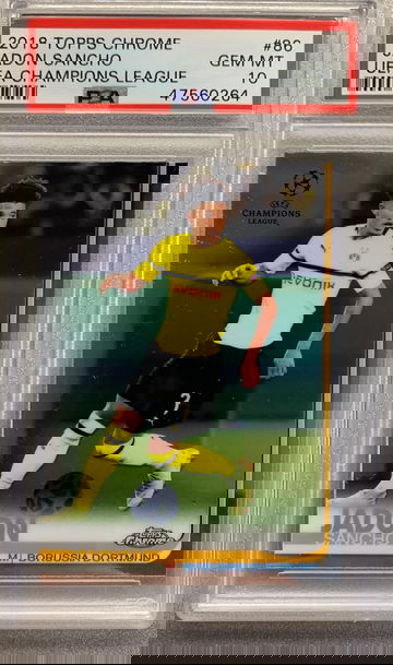 JADON SANCHO 2018 TOPPS CHROME ROOKIE PSA 10 GEM MINT 