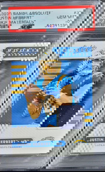 2020 Panini Absolute Justin Herbert Rookie Materials RC #3 PSA 10