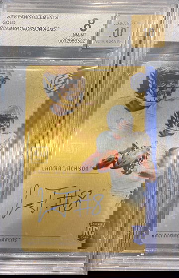 2018 Panini Elements Gold Lamar Jackson ROOKIE RC 13/25 #78 BGS 8 AUTO 10