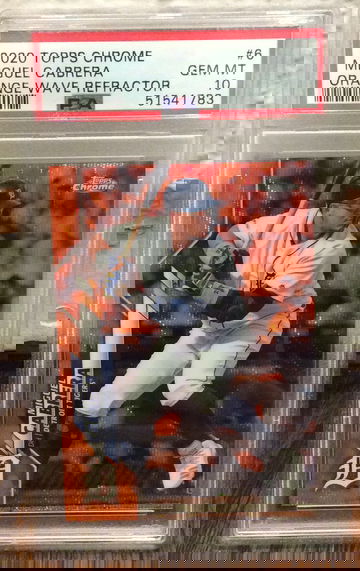 2020 Topps Chrome Orange Wave Refractor Miguel Cabrera PSA 10