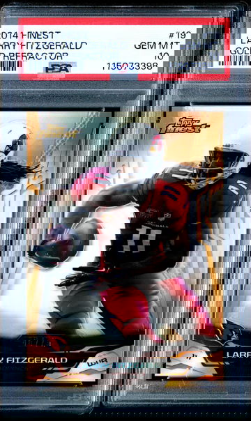2014 TOPPS FINEST LARRY FITZGERALD GOLD REFRACTOR #19 PSA 10 GEM MINT #D 46/75