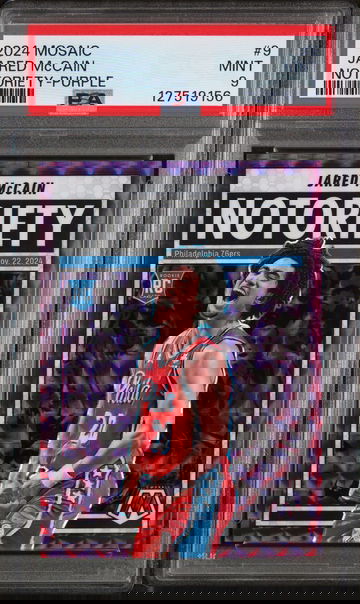 2024 Panini Mosaic Notoriety Purple Jared Mccain #9 /99 PSA 9