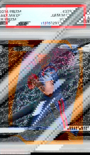 2024 PANINI PRIZM DRAKE MAYE #329 LAZER PRIZM ROOKIE RC PATRIOTS PSA 10 GEM MT