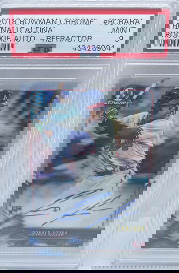 2018 Bowman Chrome Rookie Auto Refractor Ronald Acuna PSA 9