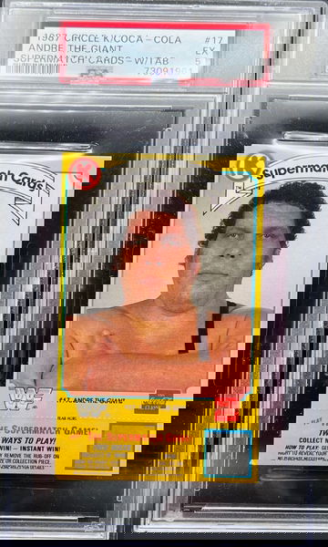 1987 CIRCLE K/COCA-COLA SUPERMATCH CARDS ANDRE THE GIANT #17 -W/TAB PSA 5