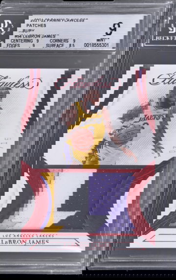 LeBron James 2021 Panini Flawless Game Used Patch Ruby #PTLBJ #7/15 BGS 9
