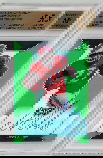 2018 Leaf Metal Draft Prismatic Green Auto /10 Nick Chubb BGS 9.5 w 10 Autograph Pop 1!!!