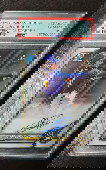 2022 Bowman Chrome Auto Jackson Chourio PSA 10 GEM MINT