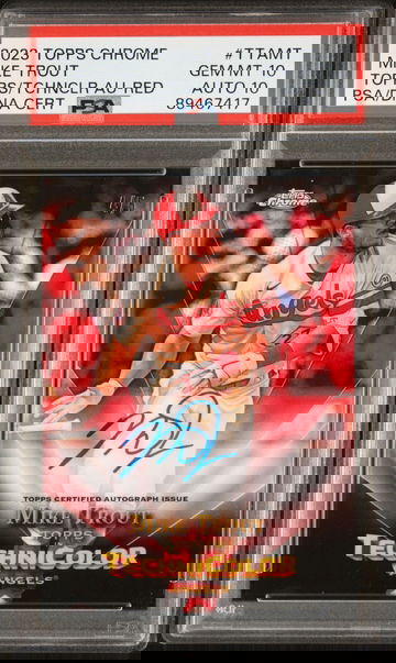 2023 Topps Chrome Topps in Technicolor Red 4/5 Autograph Mike Trout PSA 10 Auto PSA 10 POP 1 RARE