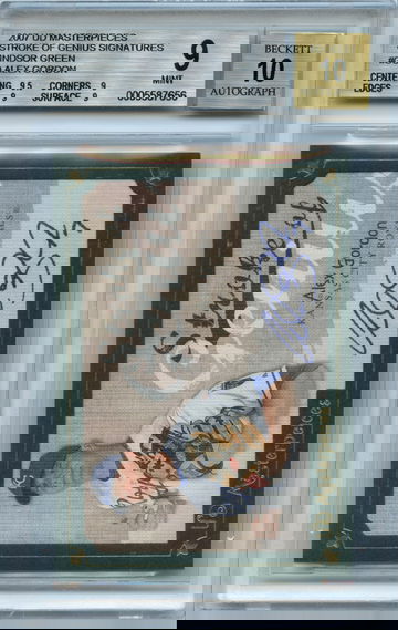 2007 UD Masterpieces Stroke of Genius Windsor Green Alex Gordon 1 of 1 Autograph BGS 9