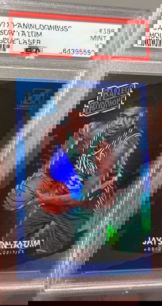 2017 Donruss Jayson Tatum Rookie Holo Blue Laser /49 PSA 9