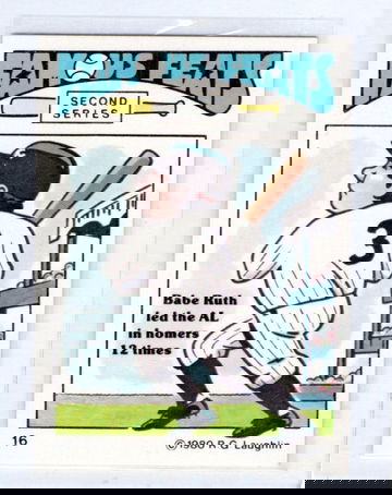 1980 Fleer Laughlin Baseball Card #16 Babe Ruth NM+