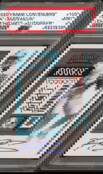 2020 Contenders Tua Tagovailoa Autograph Team Helmet Variation PSA 9