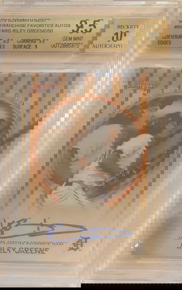 2019 bowman's Best Franchise Favorites Riley Greene Auto RC BGS 9.5