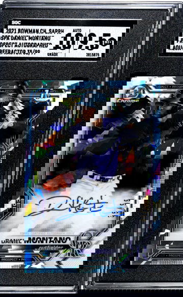 2021 Bowman Chrome Sapphire #BSPA-DM Daniel Montano Prospect Auto. Aqua Refractor 35 SGC 9.5