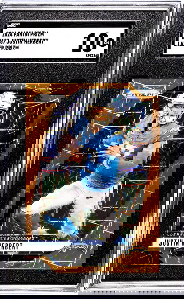 2024 Panini Prizm #157 Justin Herbert Lazer Prizm SGC 10