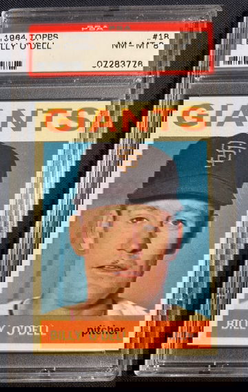 1964 Topps #18, Billy O'Dell, PSA 8 (San Francisco Giants)