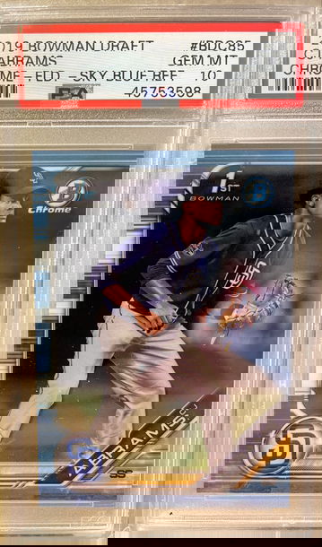 2019 Bowman Chrome Draft CJ Abrams Sky Blue Refractor PSA 10