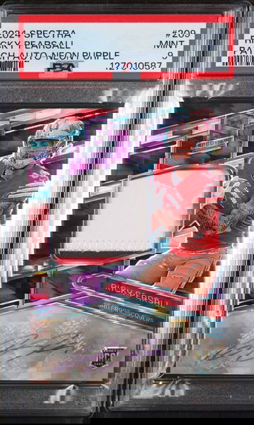 2024 Panini Spectra Patch Autograph-Neon Purple Ricky Pearsall #209 /30 PSA 9