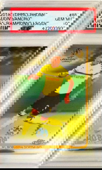 Jadon Sancho Topps Chrome UEFA Champions League PSA 10 