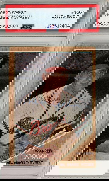 1962 TOPPS WARREN SPAHN #100 PSA AUTHENTIC AUTO GRADE AUTHENTIC