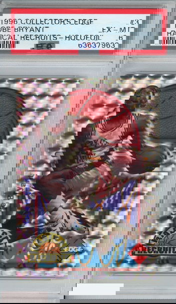 1996 COLL EDGE KOBE BRYANT #3 RADICAL RECRUITS-HOLOFOIL 1305 OF 2500 RC PSA 6